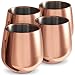VonShef Copper Stemless Wine Glasses, Stainless Steel Tumbler 12oz Double Walled Insulated, Set of 4 Wine Drinks Tumblers with Gift Box