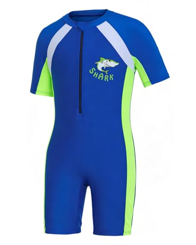 DivingBirds Kids Rash Guard Swimsuit,One Piece Short Sleeve Bathing Suit with Zip Sun Protection Swimwear for Boy Girl4-5TBlue - Fluorescent Green at Amazon
