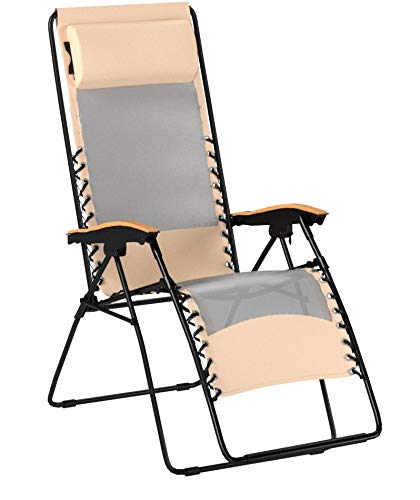Faulkner 48970 Newport Style Beach Sand Recliner with Wood Armrests, X-Large