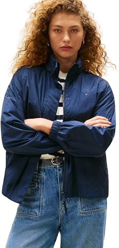 Tommy Hilfiger Veste Coupe-Vent Femme Nylon Packable avec Fermeture Éclair, Bleu (Dark Night Navy), S
