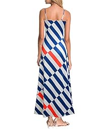 REPHYLLIS Vestido largo de playa de verano para mujer, estampado vintage, a rayas, con tirantes sexis