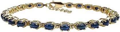 GoExclusif - Women's Bracelet - 925 Sterling Silver, Gold Plated- Genuine Blue Sapphire