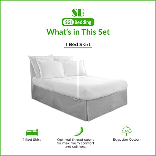 12 Inch Drop Queen Size Lt.Grey Solid Bed Skirt Split Corner Pleated