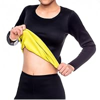 Ausom Womens Sweat Body Shaper Long Shirt Hot Thermo Slimming Sauna Suit Weight Loss Black Shapewear