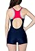 BeautyIns Womens One Piece Swimsuit Boyleg Swimwear Sports Boy short Swimming Costume, Red, US size: 6 (Tag size: 40)