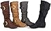 Brinley Co. Womens Regular and Wide-Calf Buckle Mid-Calf Slouch Microsuede Boot