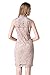 Little Smily Women's Crochet Lace Form Fitting High Neck Mini Cocktail Bodycon Dress, Light Tan, M