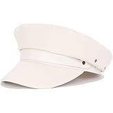 IDASHPO Women's Yacht Captain Sailor Hat, PU Material Newsboy Hat, Stylish Biker Hat, Baker Boy Hat, Peaked Beret
