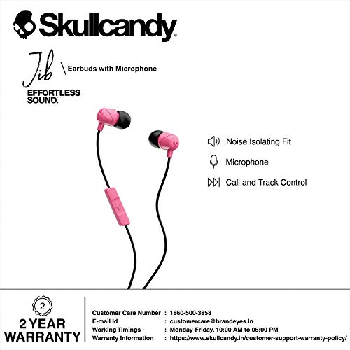 Skullcandy Jib Wired in-Earphone with Mic(Pink and Black)
