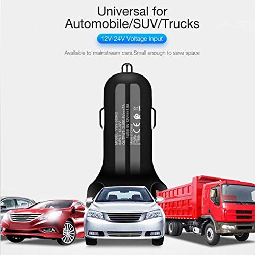Alishebuy 3 Port USB Car Charger Mobile Phone QC 3.0 Charging Adapter