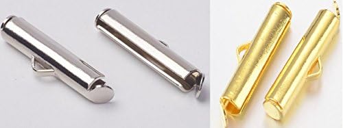 40pcs Brass Clasps, Slide On Tube Clasps, Jewelry Findings, Connector 19.5x4mm Loom Jewelry Making Beading Supply
