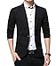 Men's Slim Fit Casual One Button Blazer Jacket (1416 Black, S)