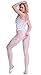 Amstt Women Lingerie Lingerie Fishnet Floral Crotchless Bodystockings Babydoll Bodysuits (White)