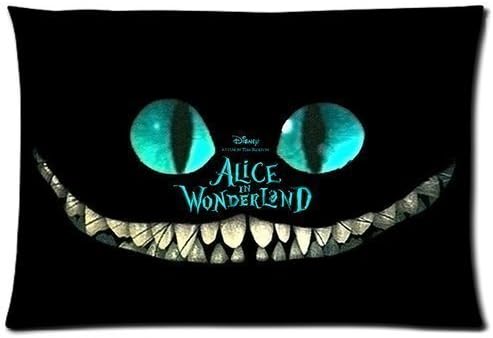 Soft Zippered Pillowcase Pillow case Cover 20x30 Inch (Two Sizes) Alice In The Wonderland Green Cute Eyes Fashion Design