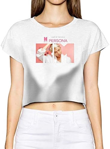RM Map of The Soul Persona BTS Women's Crop Top Girls Leak Navel T-Shirt Stylish Tee Fan Midriff-Baring Tops Black