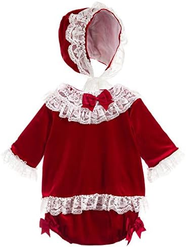 Pink Wings Baby Girl Dress with Cap, Velvet with LACE 3 Piece Set
