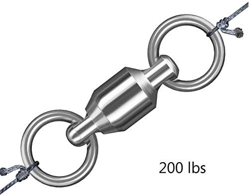DocBrother - 200 lbs connectors - Ball Bearing Swivel 100% Stainless Steel Welding Rings Nickel Finish Super High Strength Saltwater Big Game Fishing - Pack of 6