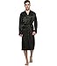 FAYBOX Men Satin Robe Long Bathrobe Lightweight Sleepwear Black L