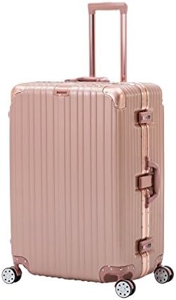 ORKAN AL frame design hard shell luggage Carry OnSuitcase 4 wheels/light weight/TSA Lock (24 inch, Rose Golden)