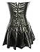 Blidece Women's Punk Rock Faux Leather Steampunk Corset Set Retro Goth overbust steel Bustier with Skirt