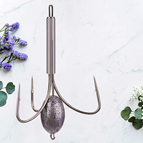 Abaodam 2 x faltbare Angelhaken mit drei Ankern, Haken mit Sinker, Angelzubehör (Silber) – Bild 7