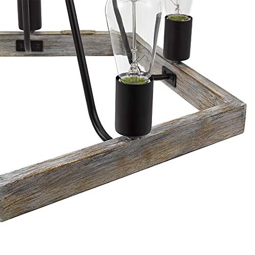 Catalina Lighting 22164-000 Country Rustic Geometric 5-Light Metal Cage Chandelier with Faux Wood Trim, 21", Black