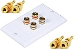 High Quality Banana Binding Post Two-Piece Inset Wall Plate for 4 Speakers - Coupler Type W/ 4 pairs of banana plug (2 Speakers)