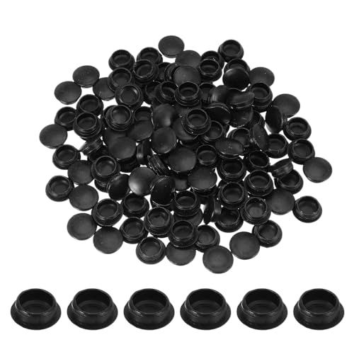 uxcell 120Pcs Plastic Hole Plugs, 3/5"(16mm) Flush Type Panel Round Screw Caps Cover Fastener Knockout Locking Plugs for Furniture Insert End Caps Panels, Black at Amazon
