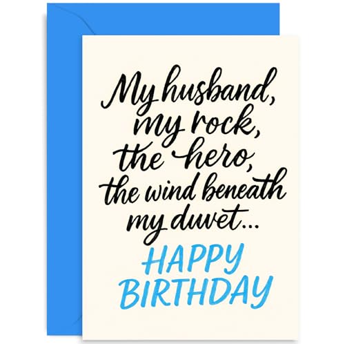 Humorous Birthday Card for Husband, 'The Wind Beneath My Duvet' Gift, Love-Inspired Design, for Friend Colleague Family, Blank Inside with Envelope at Amazon