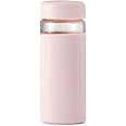 W&P Porter Glass Wide Mouth Bottle w/ Protective Silicone Sleeve | Blush 16 Ounces | On-the-Go | Reusable Bottle | Portable and Lightweight | Dishwasher Safe