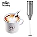 Milk Frother - Stainless Steel Electric Milk Frother with Stand for Chocolate Milk Coffee Tea Bar Kitchen Home Cappuccino Maker (8 inch)