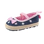 Girls Princess Shoes, Mosunx(TM) Baby Canvas Bow Tie Soft Shoes Non-Slip Crib Shoe (Age:0-6 Month, Blue)