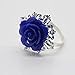 AngHui ShiPin 10pcs Blue Rose Decorative Silver Napkin Ring Serviette Holder for Wedding Party Dinner Table Decor Many Color Available for Christmas Table