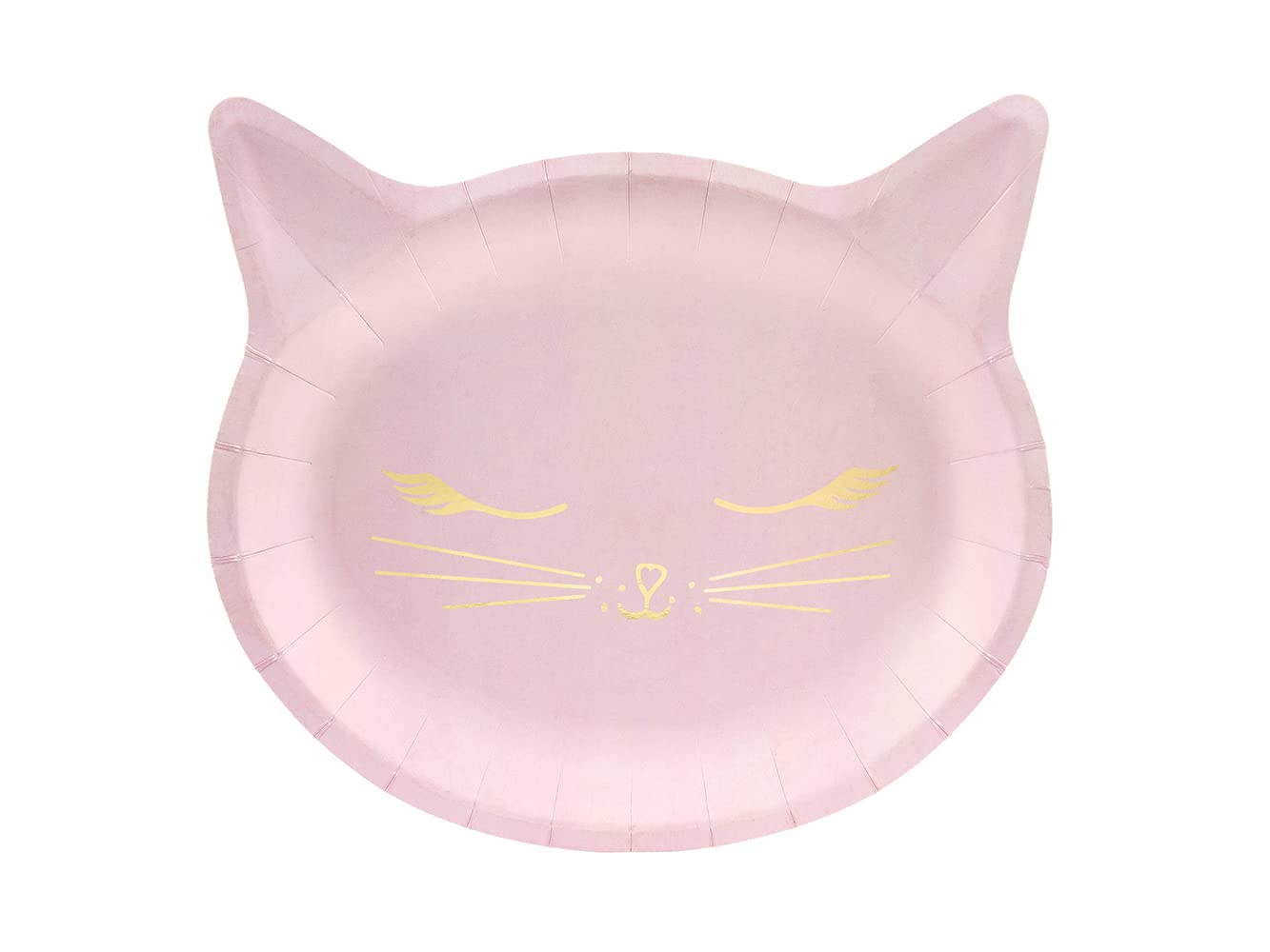 PartyDeco Disposable Paper Plates Set - Kitten Motif, 22 x 20 cm, Pack of 6 - Dessert Plates Tableware for Event, Wedding, Birthday, Bridal Baby Shower Wedding Christmas Supplies - Kitten Rose