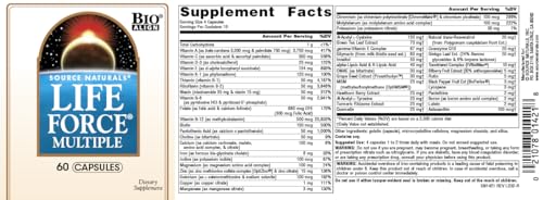Source Naturals Life Force Multiple Daily Multivitamin High Potency Essential Vitamins, Minerals, Antioxidants & Nutrients - Energy & Immune Boost* - 60 Capsules