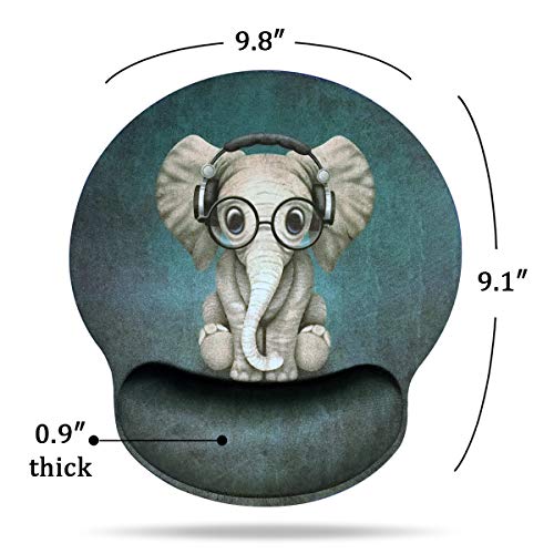 Ergonomic Mouse Pad with Wrist Support,Dooke Cute Wrist Pad with Non-Slip Rubber Base for Computer, Laptop, Home Office Gaming, Working, Easy Typing & Pain Relief, Elephant