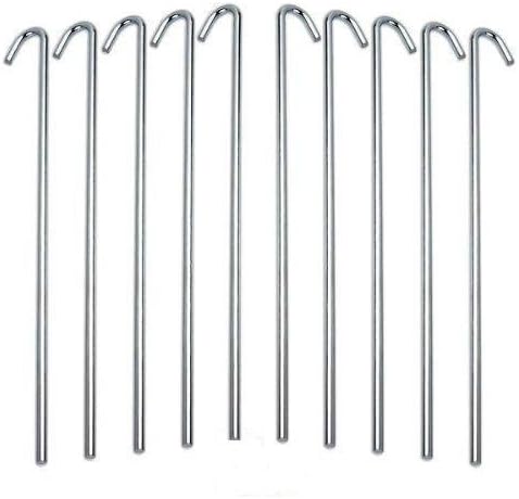 Galvanized Steel Tent Pegs Garden Stakes Heavy Duty Rust Free (10 Pack)