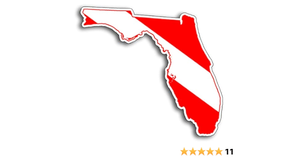 Amazon Com Florida State Shape Scuba Dive Sticker Diver Down Flag Symbol Vinyl Window Bumper Decal For Cup Boat Tank Car Truck Fl Automotive