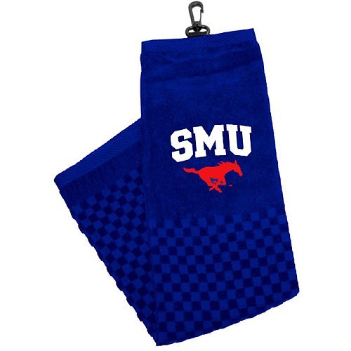 Team Golf NCAA SMU Mustangs Embroidered Golf Towel, Checkered Scrubber Design, Embroidered Logo