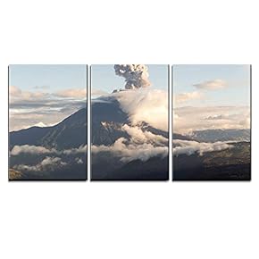 Volcano Explosion at Sunset - Canvas Art Wall Art - 16"x24"x3 Panels
