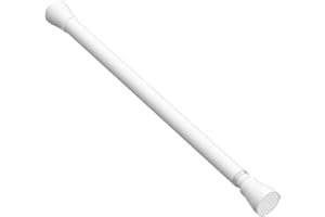 AIZESI 1PCS White Spring Curtain Rod 18 to 28 Inch, 7/8” Diameter Tension Curtain Rod Adjustable Tension Rods, Short Curtain Rod for Window or Closet