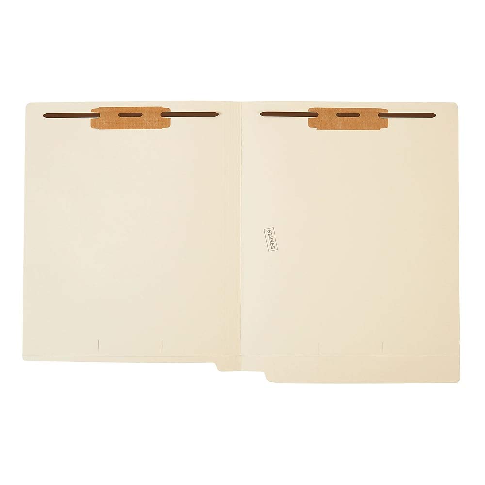 Staples 613397 End-Tab Fastener Folders With Reinforced Tabs Letter Manila 150/Bx