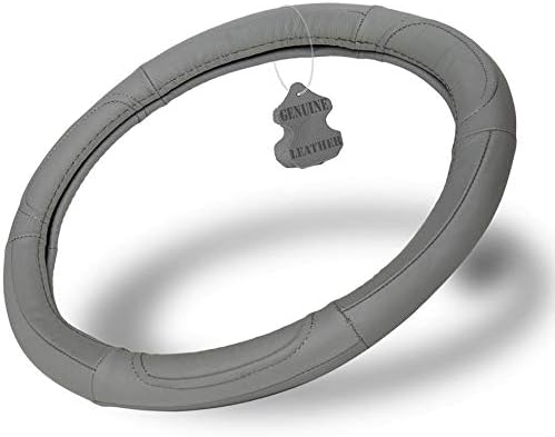 Motorup America Johns (SWL-01) Gray Genuine Leather Steering Wheel Cover