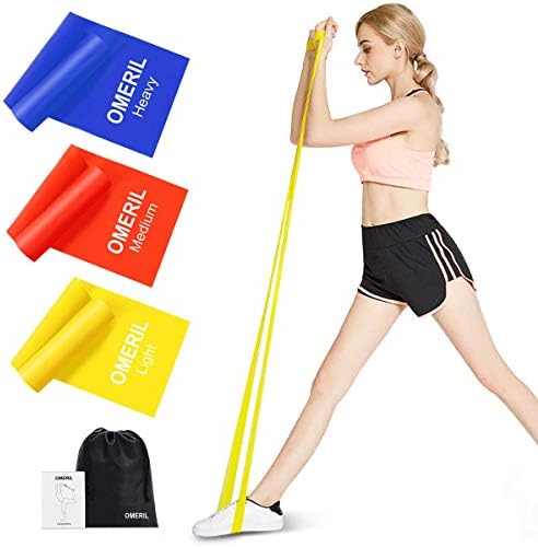 Omeril Resistance Bands Set 3 Pack Latex Exercise Bands With 3 Resistance Levels Skin Friendly Elastic Bands With Carrying Pouch For Home Workout