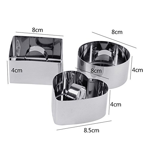 Wewin Mousses Cookie Cutter 3D Stainless Steel Pastry Biscuit Fondant Cake Baking Mold Wedding Cake Decorating Tools (Square)