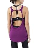Queenie Ke Women's Yoga shirts Sports Tops Super Soft Knit Cowl Back Tank Size L Color Dark Magenta
