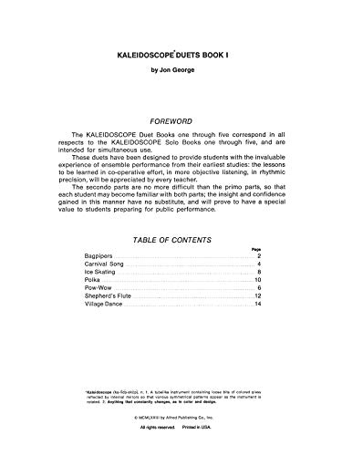 Kaleidoscope Duets, Bk 1: A Sparkling Collection of Graded Pieces for the Progressing Piano Student