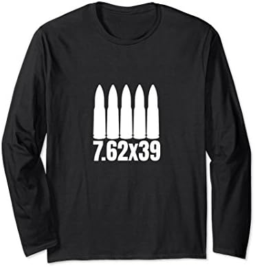 Unisex Bold "7.62 x 39" Ammo Long Sleeve Shirt; AK-47 SKS &amp; VZ-58 XL: Black