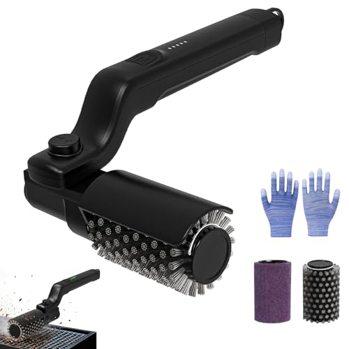 Electric Grill Brush, 180° Adjustable Angle, Rechargeable Grill Cleaner, 3-Stage Cleaning, 90 Minutes Runtime, Interchangeable Stainless Steel Brush Head for Grill Grate, USB-C