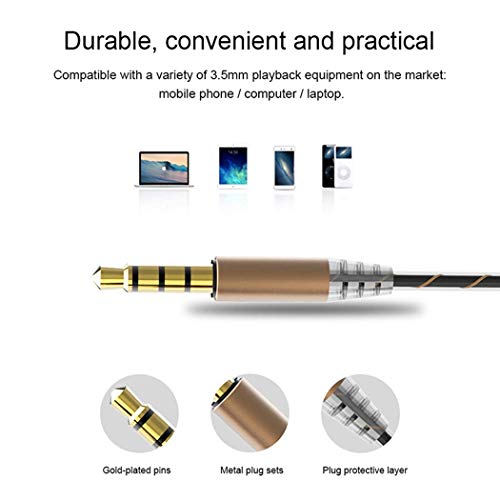 Dual Bass Speakers Earphones HiFi Headset Earbuds in-Ear Headphones Built in Microphone for Laptops, Desktop PC Computers, Samsung iPhone Mobile Phones and Other 3.5mm Jack Support Audio Devices EP801